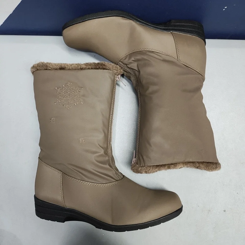 Judith Sport Snowflake 2 Winter Boots Womens US 10M Brown Faux Fur Lined Zip Up